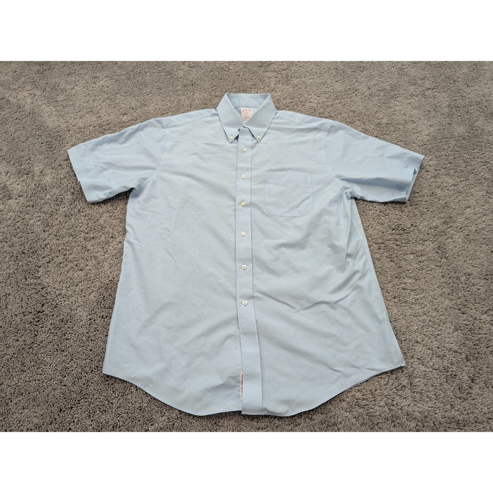 Brooks Brothers 346 Button Up Shirt Mens 16.5 Blue Regular Fit Non-Iron‎ Casual